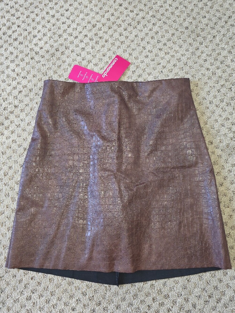 Commando Brown Faux Leather Animal Micro Mini Skirt